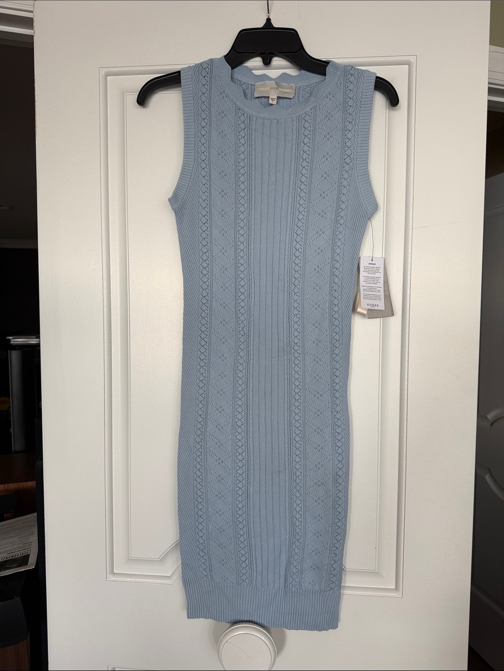 Guess Light Blue Sleeveless Knit Midi Dress